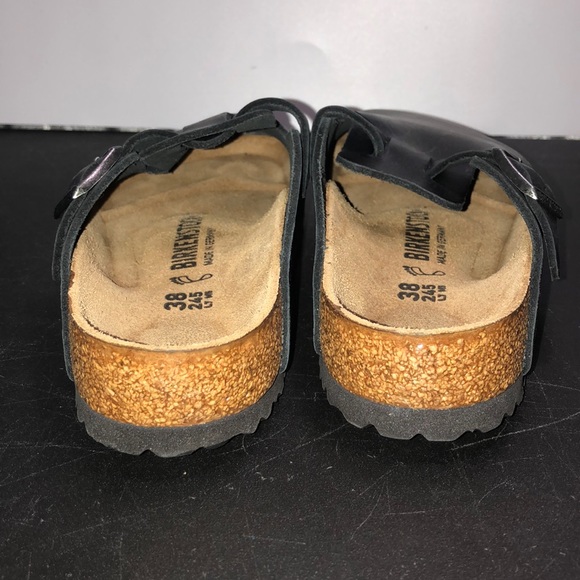 38/7 Leather & Cork Birkenstock Boston Clog Black - Picture 8 of 10